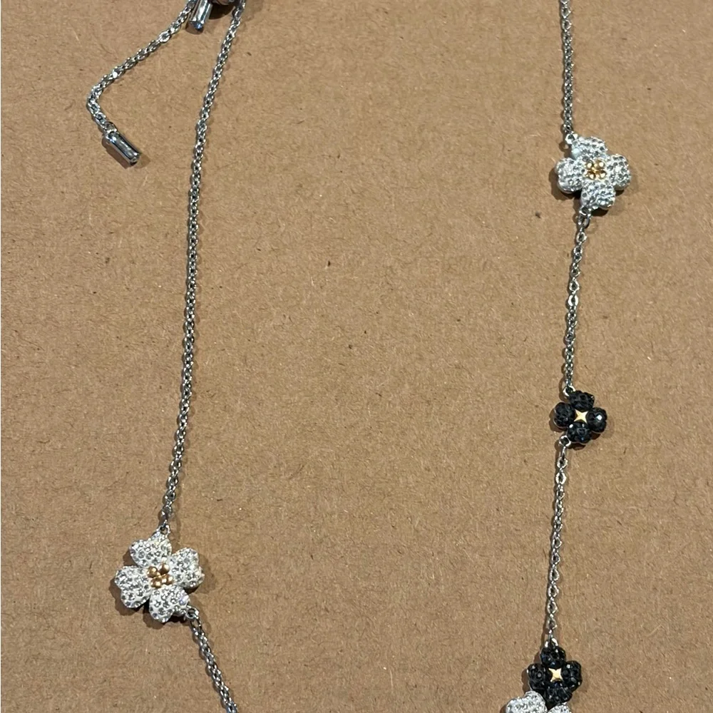 Swarovski Elegant Floral Necklace in Silver and Black - Picture 2 of 5
